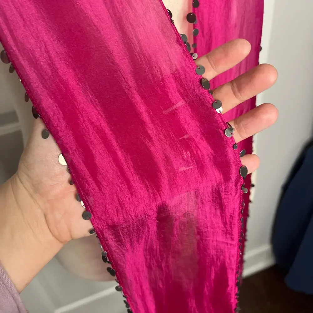 Eileen Fisher Scarf Skinny Pink Whisper Silk Rosa Hot Pink 78